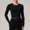 Camiseta Deportiva de Manga Larga para Mujer con Nudo Trasero Hueco, como una Nube, con Almohadillas en el Pecho, Ropa de Fitness para Yoga, Secado Rápido, Adelgazante