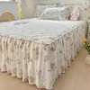 Saia de Cama Acolchoada Estilo Coreano Colcha Peça Única Estilo Pastoral Renda Franzida Saia de Cama Avental Capa Protetora Todas as Estações Universal Primavera Outono