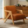Silla Richard Estilo Chino Sofá Individual para Sala de Estar Silla de Sofá de Diseñador Balcón Retro Francés Ocio Silla de Sofá de Madera Maciza