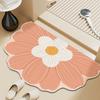 Tapete de Piso de Flores Tapete de Pies Absorbente de Secado Rápido para Puerta de Baño Alfombra Suave de Barro Diatomeo Alfombra de Baño Alfombra de Puerta Antideslizante para Inodoro