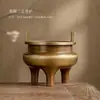 Quemador de Incienso de Cobre Puro para Uso Doméstico, Base Portaincienso para Ofrecer Incienso, Portaincienso para Ofrecer Incienso a Buda, Quemador de Incienso de Tres Patas, Quemador de Incienso Xuande de Cobre Completo