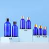 Frasco conta-gotas de vidro de prata spot 5ml-100ml essência garrafa líquida de viagem sub-engarrafamento Garrafa de óleo essencial azul
