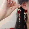 Brincos de Miçangas com Laço Vermelho para Outono e Inverno para Mulheres, Brincos de Alta Qualidade, Novos Brincos Vermelhos Estilo Chinês 2025