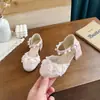 Zapatos de Princesa para Niñas Sandalias Cerradas de Verano para Niños con Perlas, Encaje y Lazo Estilo Dulce Zapatos de Actuación para Niñas Modernos