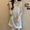 Vestido de punto de longitud media para mujer, chaleco ajustado de talla grande, nuevo diseño japonés y coreano de verano