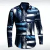 Camisa casual para hombre, cómoda y versátil, con diseño de estampado digital y manga larga, perfecta para fiestas y ropa de club.