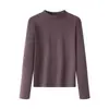Ropa interior térmica de mezcla de lana para Otoño e Invierno, Capa base térmica de grosor medio con cuello semi-alto, Camiseta térmica elástica ajustada para mujer