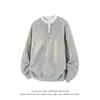 Moletom Casual Colorido Versátil de Algodão com Gola Redonda Oversized para Homem, Nova Moda Outono Europeia e Americana Transfronteiriça