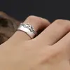 Anillo Plateado con Mantra de Seis Sílabas Grabado y Diseño de Nube Propicia, Anillo de Cola Unisex, Estilo Simple Vintage, Venta Directa del Fabricante