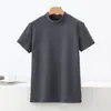Nova coleção outono/inverno 2026: camiseta masculina versátil casual de manga curta, peça básica de novo estilo, top de gola média para homens