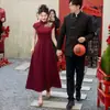 Vestido de noche cheongsam rojo modificado para mujer, vestido de verano para compromiso y brindis de boda, lujo ligero, elegante, adelgazante, vestido largo