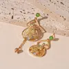 Nuevos Pendientes de Calabaza con Goteo de Aceite Incrustados de Diamantes Estilo Chino, Moda Estilo Nacional, Temperamento Único de Nicho, Pendientes de Gama Alta para Mujer