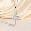 Colar Gargantilha Feminino Elegante e Exquisito com Pingente de Menina Bailarina Cravejado com Diamantes e Zircônia Microcravejada com Retenção de Cor Duradoura