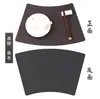 Porta-copos com Padrão de Couro de Vaca em Formato de Ventilador de Mesa Redondo Feito Sob Medida Porta-copos de Couro Estilo Ins À Prova d'Água Resistente a Óleo Resistente a Altas Temperaturas Tapete de Isolamento Térmico