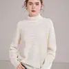 Nuevo Estilo Otoño e Invierno 2026 Suéter de Punto de Cachemir para Mujer, Cuello Alto, Rayas Horizontales, Color Sólido, Holgado, Versátil