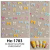 Redanco5D Embutido Ins Celebridade da Internet Desenho Animado Adesivos de Unha Laço Fofo Decalques 3D para Unhas He1784