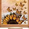ZN3376C Calcomanía de Ventana Autoadhesiva Colorida Vintage de Girasol y Mariposa para Habitación de Niños Dormitorio Calcomanía Decorativa Visual de Doble Cara