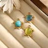 Piedra de Ojo de Gato Moda Lujo Ligero Colgante Joyería Serie Cangrejo Tortuga Colgante de Acero Inoxidable DIY Accesorios para Joyería