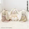Muñeco de Peluche de Conejo Lindo con Orejas Largas y Flores, Muñeco de Consuelo, Compañero de Sueño, Regalo para Niñas