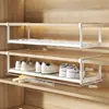 Sapateira Retrátil, Armário de Sapatos Doméstico, Divisória em Camadas, Suporte de Sapatos, Cesta Suspensa, Rack de Armazenamento Fácil de Instalar, Organizador de Sapatos