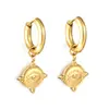 Pendientes Redondos con Ojo de Buey y Diamantes Transfronterizos, Diseño Único, Aretes de Moda y Tendencia, Pendientes de Acero Inoxidable