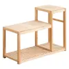 Soporte de Madera Maciza para Acuario Soporte para Flores Integrado de Pie para Sala de Estar Combinación Alto-Bajo Base para Acuario Estante de Almacenamiento Multicapa de Alta Resistencia