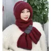 Gorro de Lana Tejido Cálido para Otoño e Invierno para Mujer, Gorro con Protección para los Oídos para Mamá Ciclista, Gorro Integrado con Bufanda, A Prueba de Frío