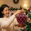 Bola de Navidad de Fábrica, Bola Grande Flotada de 15 cm, Decoración Navideña de Terciopelo Pintado con Goma de Forma Irregular Burdeos