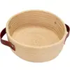 Popular Cesta de Almacenamiento Redonda de Algodón con Asa de Cuero Redonda, Juguete de Cuerda de Algodón Hecho a Mano, Cesta de Almacenamiento para Baño