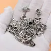 Set de 40 Colgantes Pequeños de Plata Antigua de Cabeza Colgante de Tres Vías, Accesorios de Joyería, 40 Estilos, 1 de Cada Uno, alrededor de 39g por Set