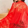 Lenço Xale de Verão Malaio Longo de Gaze Lenço de Cabeça Cor Sólida Renda Vazada Franja Lenço de Seda Estilo Étnico Feminino