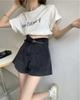 Shorts Jeans de Perna Larga Plus Size para Mulheres, Adequado para Figuras Ligeiramente Cheias, Calça Reta Emagrecedora Solta de 100kg, Shorts de Cinco Pontos que Cobrem o Quadril e as Coxas