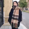 Bufanda de Imitación Cachemir a Cuadros Arcoíris Estilo Coreano 2025 para Mujer Otoño e Invierno Estudiante Pareja Mohair Bufanda Cálida Estilo Largo