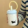 ¡Guau! Taza Térmica de Acero Inoxidable 316 con Tema de Gato, Taza Portátil para Café y Leche con Popote