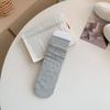Meias com Borda Enrolada Meia de Cano Médio Feminina Meia Fina de Verão Malha Respirável Estilo Ballet Renda Meias de Veludo Branco Verão