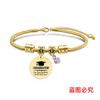 Pulsera Europea y Americana Transfronteriza de Acero Inoxidable Hueso de Serpiente Pulsera Conmemorativa Temporada de Graduación Diamante Rosa Regalo de Vacaciones Grabado Pulsera de Acero Titanio