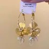 Pendientes de Flor de Cristal Elegantes, Frescos, Dulces y Ultra Brillantes Estilo Francés con Artesanía Pesada, Joyería de Estilo Socialité Moderna y Lujosa