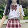 Departamento Japonés Estilo Universitario Estudiante Rayas Rojas Corbata JK Femenina Lazo Perezoso Sin Cuello Accesorios Flor de Cuello