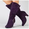 Botas de mujer de fábrica para comercio exterior, tallas 40-44, tacón alto, cálidas, talla grande, botas de caña alta