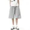 Shorts deportivos casuales rectos sueltos blancos y grises para hombre, shorts de verano de estilo americano con patchwork deconstruido, modernos y versátiles