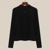 270g Pana AcanaladaCuello Semi Alto Otoño e Invierno Capa Base para Mujer Estilo Nuevo Chaqueta Cardigan de Doble Cremallera Top Interior