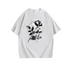 Camisetas de Manga Curta Ajustadas de Algodão Penteado Puro para Casais (Homens e Mulheres), Super Populares na Primavera e Verão, Tops Largos com Designs de Borboleta e Flores
