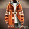 Cárdigan con capucha y cremallera de corte holgado para hombre con estampado a todo color de nuevo elemento azteca, chaqueta de algodón, DIY desde la imagen