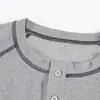 Camiseta de Manga Larga para Hombre con Cuello Henry, Textura Waffle y Diseño Color Block, Corte Holgado, Marca de Moda Otoñal, Venta al por Mayor de Fábrica