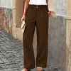2026 Verano Nuevo Moda Cruzada Europea y Americana Comercio Exterior Casual Rectos Tejidos Pantalones Largos de Mujer Pantalones Casuales Verano