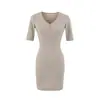 2618-Vestido Sexy de Manga Média Estilo Europeu e Americano para Mulheres Nova Coleção Primavera e Verão 2026 Ajuste na Cintura Slim Fit Vestido que Molda o Corpo
