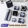 Caja de Joyería Azul con Lazo en Stock para Aretes, Collares, Pulseras, Tapa y Base, Caja de Embalaje para Regalo de Joyería Festiva, Accesorios