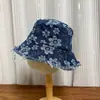 Chapéu de Pescador Retrô Jeans Japonês com Doce Design Floral para Mulheres, Estilo Fino para Primavera e Verão, Proteção Solar, Chapéu Bucket Emagrecedor