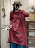 Vestido de Punto de Algodón de Longitud Media con Estampado Nuevo Otoño 2025 para Mujer, Vestido Casual Versátil Elegante de Cuello Semialto
