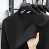 Moda Masculina Nova de Verão Cor Sólida Casual de Negócios Tendência Gola Redonda Top Tencel Linho Estilo Old Money Manga Curta Camiseta
